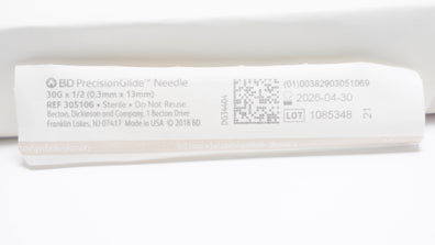 BD 305106 Becton PrecisionGlide Ndle 30G x 1/2inch